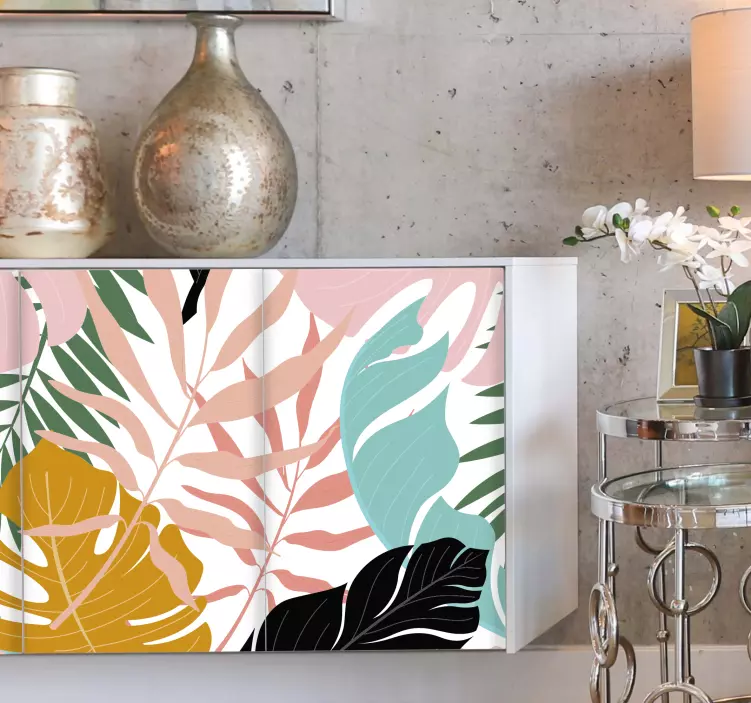 Decal colorat mobilier floral abstract - TenStickers