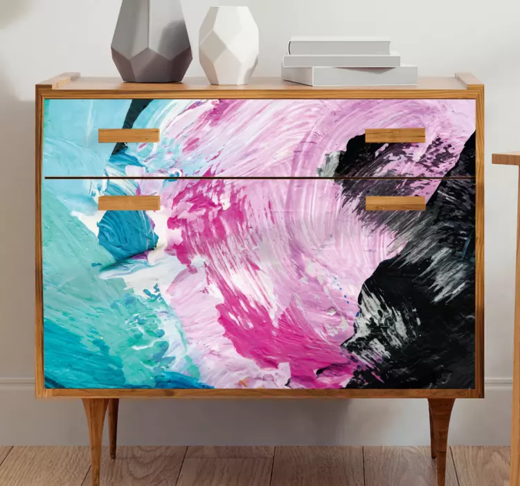 Autocolant colorat pentru mobilier pictura abstractă - TenStickers