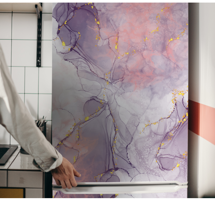 Autocolant realist din frigider marmură mov - TenStickers