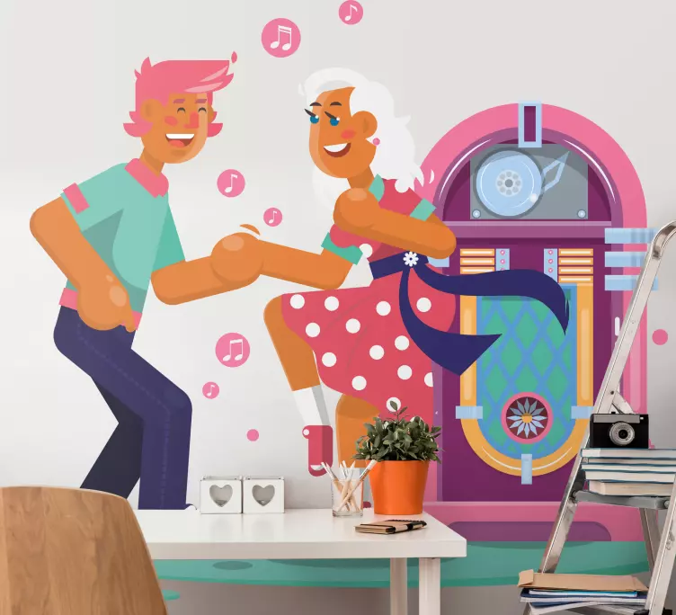 Decalcomanii urbane colorate de dansatori de tonomat din anii '70 - TenStickers