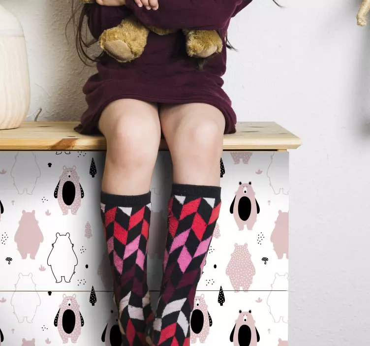 Autocolant de mobilier urși roz - TenStickers