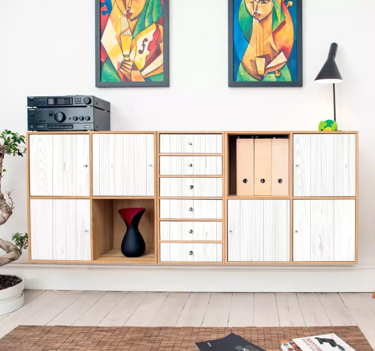 Autocolant cu mobilier din lemn alb - TenStickers