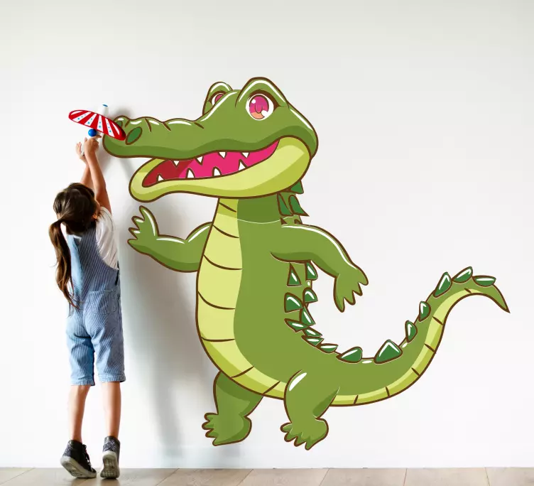 Autocolant de perete cu desene animate fericit crocodil - TenStickers