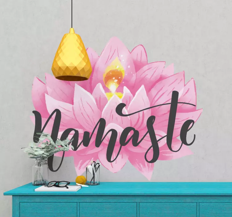Autocolant de perete cu flori de lotus namaste roz - TenStickers
