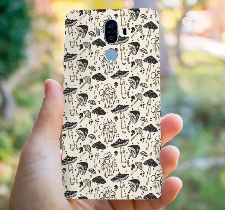 Desen negru ciuperci model huawei decal - TenStickers