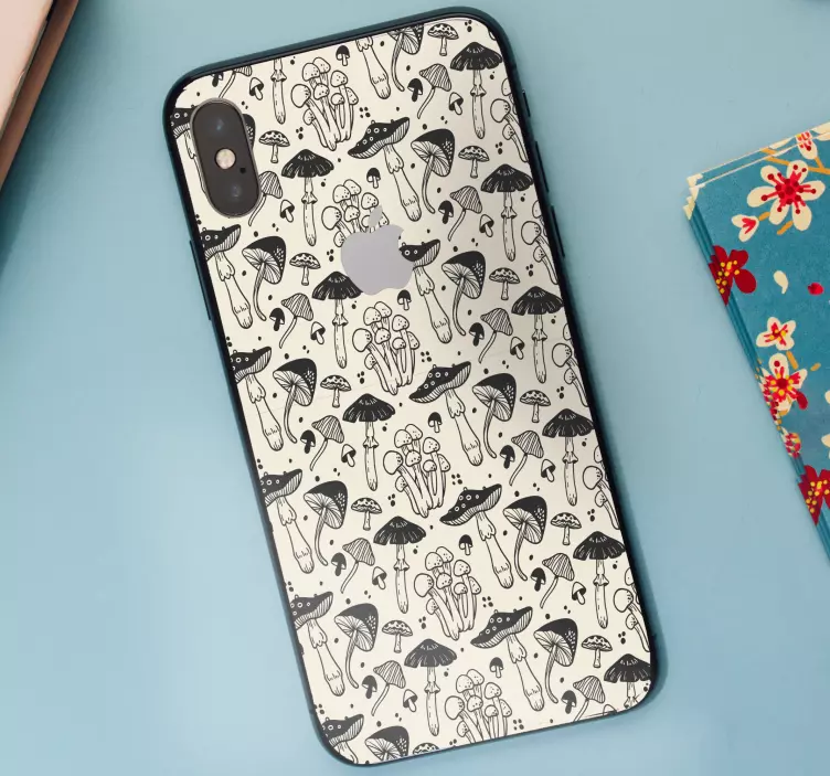 Autocolant negru model ciuperci desen negru - TenStickers