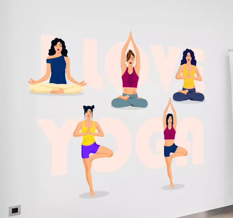 Autocolant de perete pentru yoga cu desene animate - TenStickers