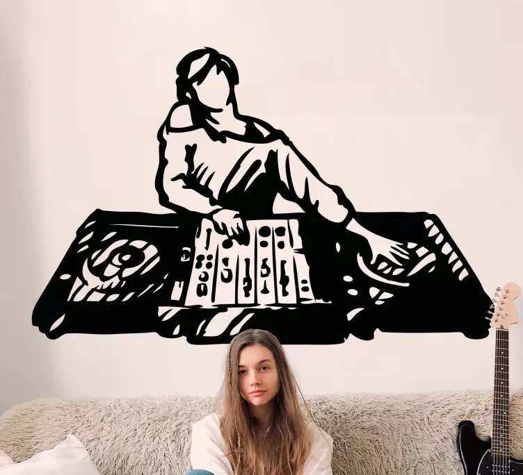 Dj desenat manual cântând decalcomanii de perete pentru adolescen - TenStickers