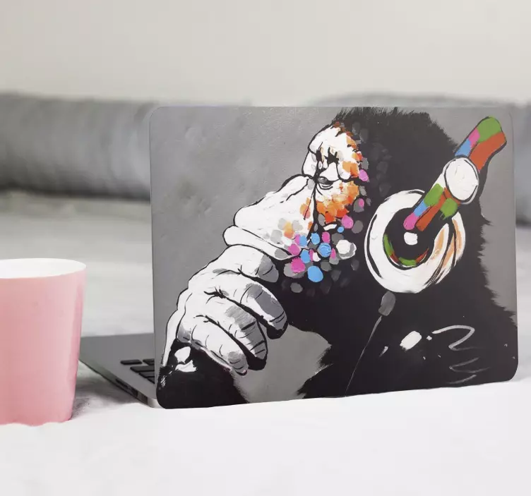 Dj maimuță graffiti bansky art skin laptop - TenStickers