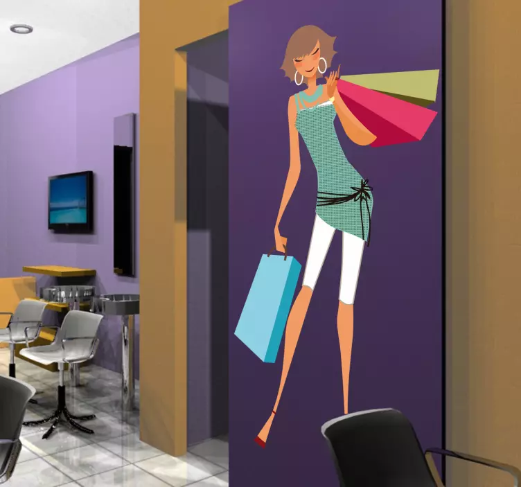 Doamnă cu autocolant pungi de cumpărături - TenStickers