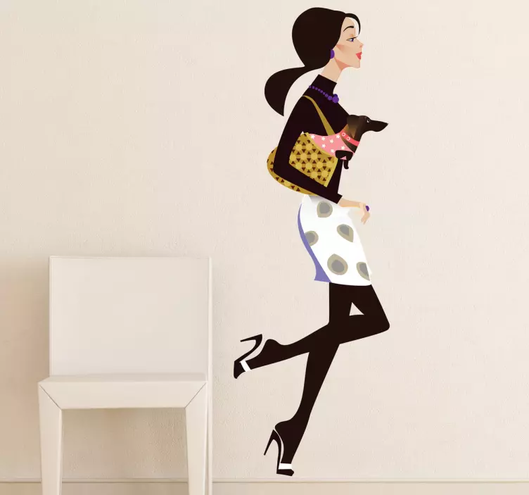 Doamnă și decalaj pentru cumpărăturile câinilor - TenStickers