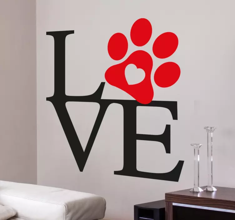 Dragoste paw sticker de perete - TenStickers