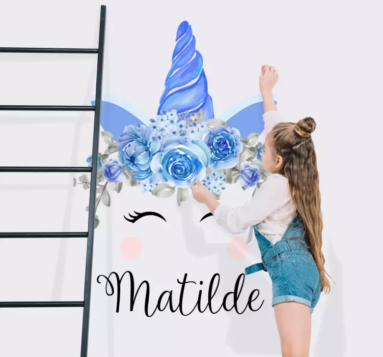 Ochi și coarne de inorogi cu autocolant zână nume - TenStickers