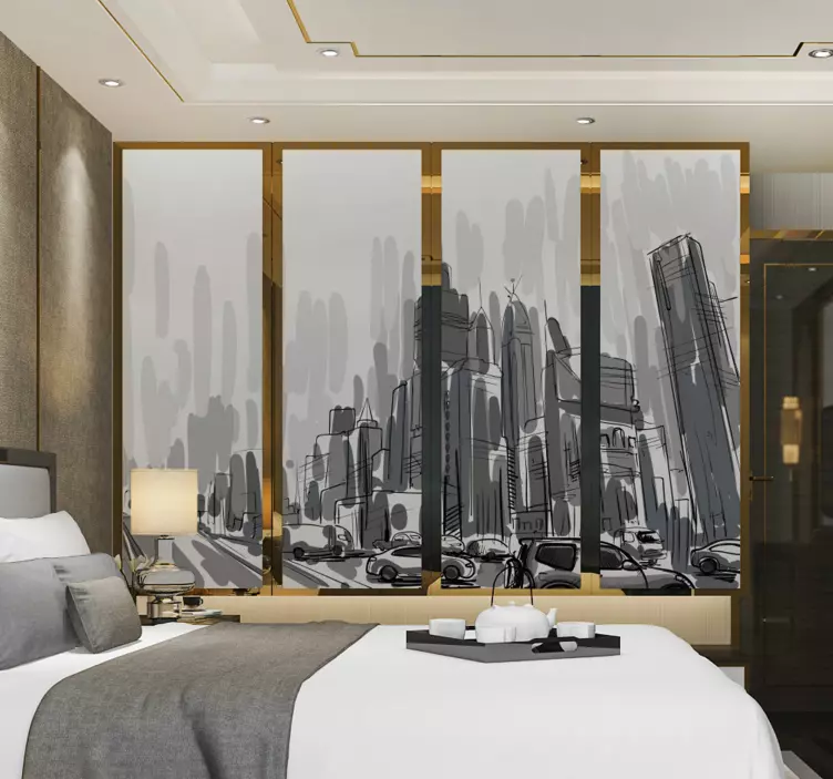 Dulap ușă oraș peisaj mobilier autocolant - TenStickers