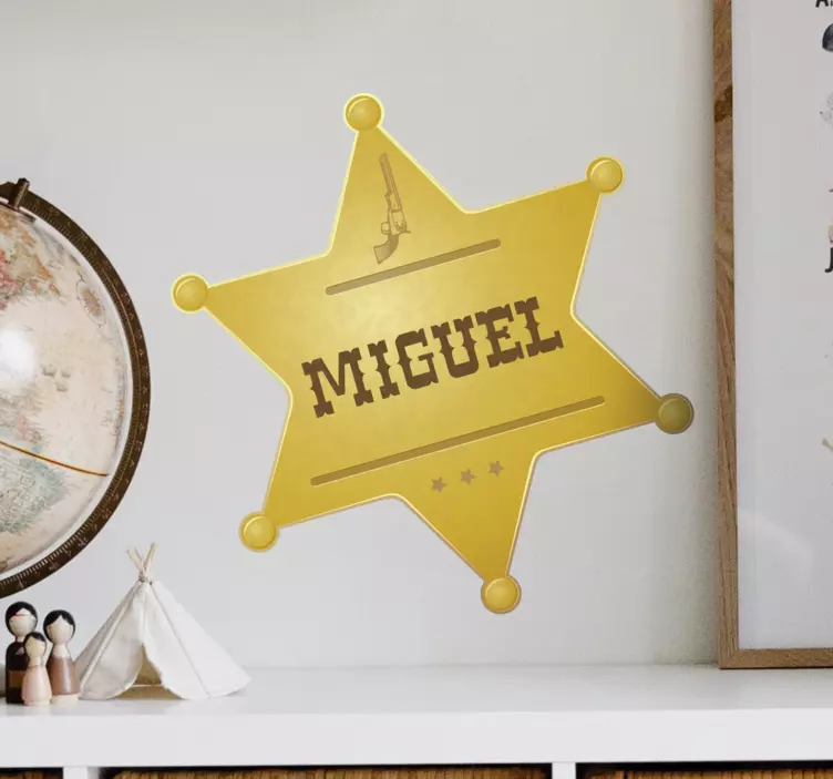 Ecuson de șerif cu autocolant de perete de nume - TenStickers