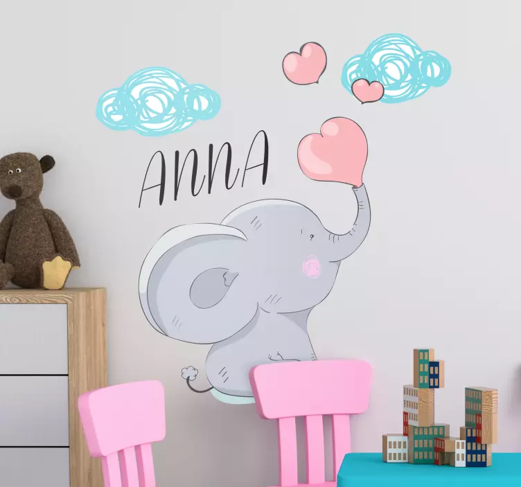 Elefant cu traduceri de nume decal perete - TenStickers