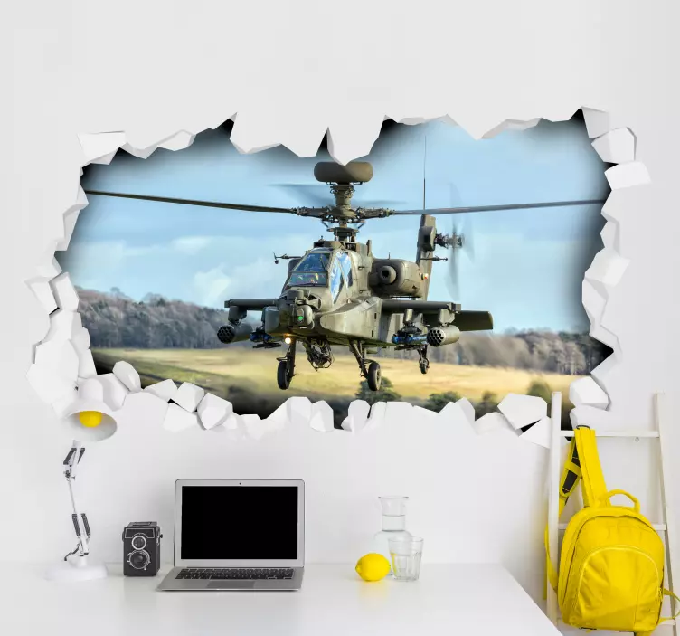 Elicopter 3d autocolant mural perete - TenStickers