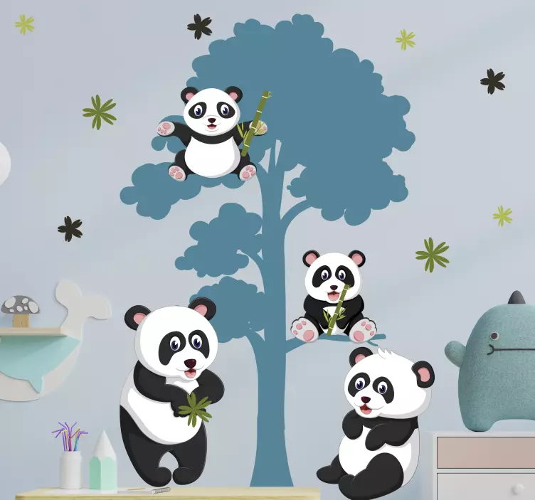 Etichete animale clanul panda adorabil - TenStickers