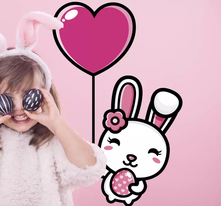 Etichete animale iepuraș fericit cu balon - TenStickers