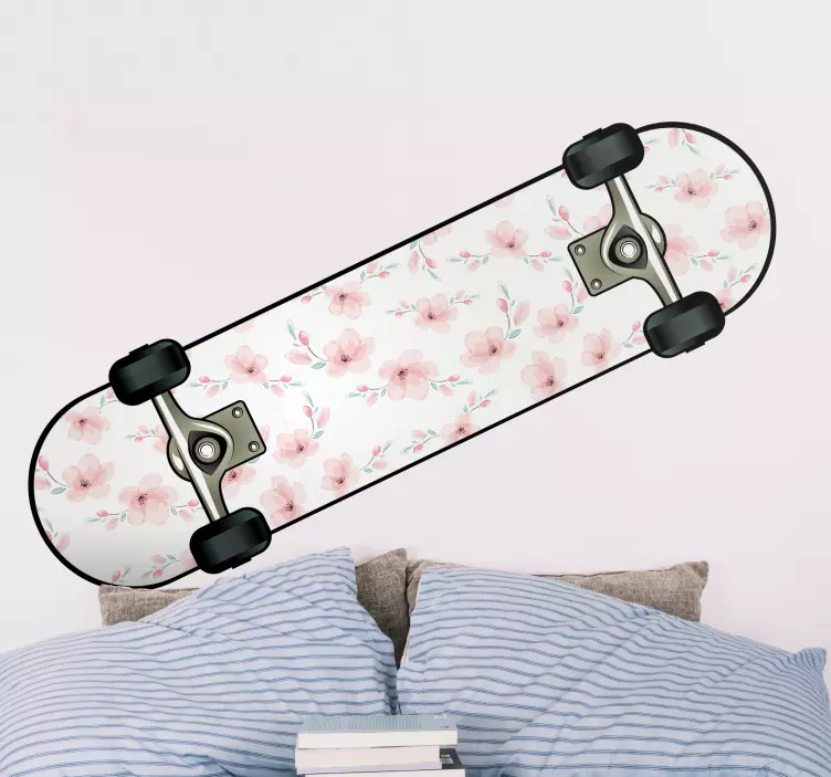 Etichete animale skateboard cu model floral - TenStickers