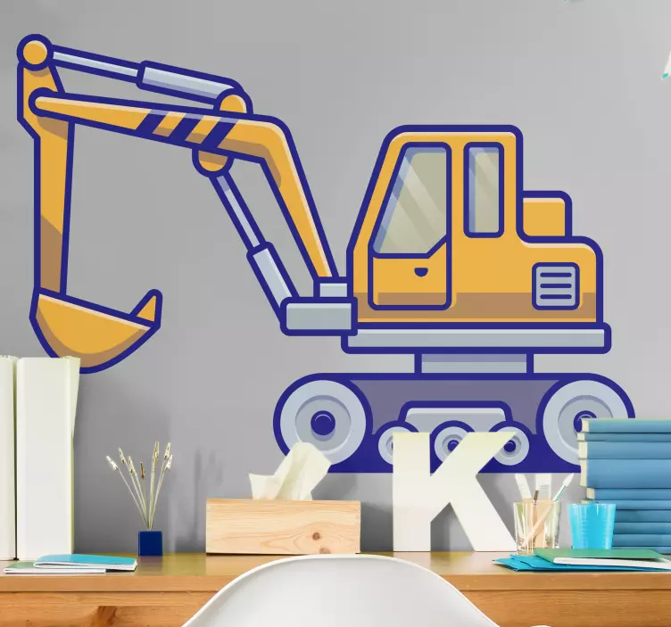 Autocolant de jucărie buldozer simplu excavator - TenStickers
