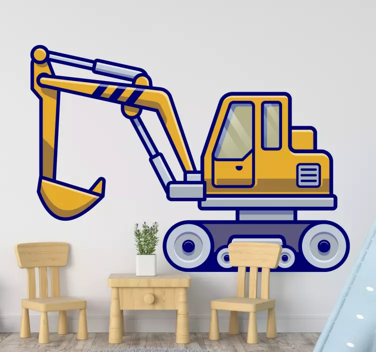 Excavator galben pentru copii decalcomanie cameră copii - TenStickers