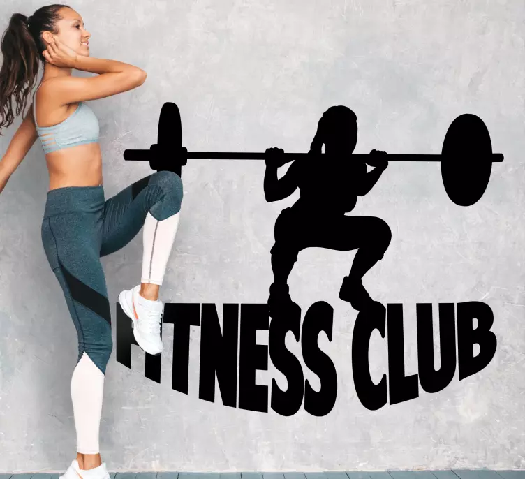 Femeie din clubul de fitness cu autocolant cu două gantere - TenStickers