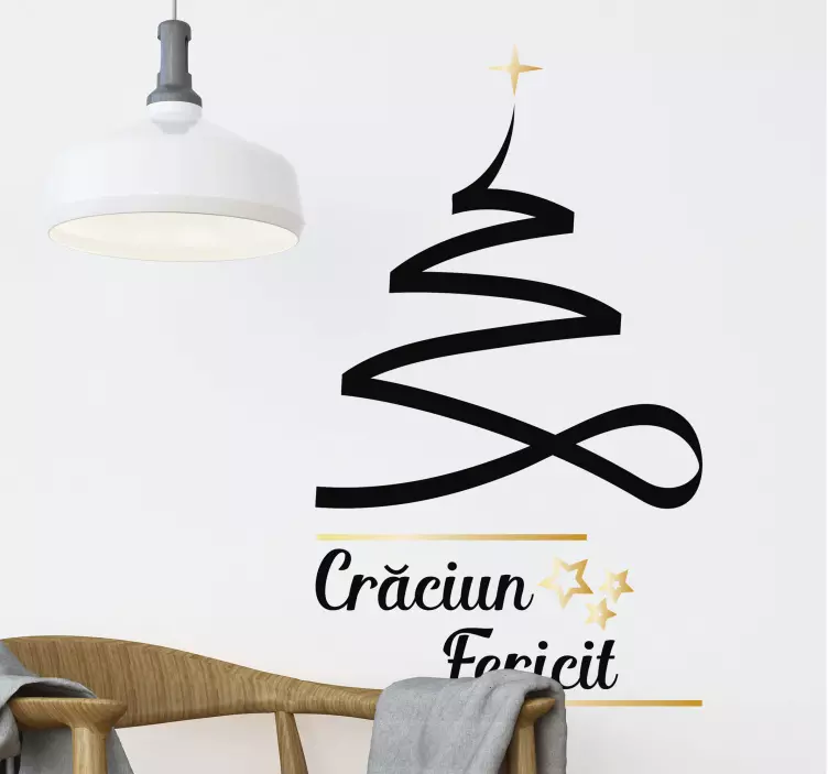 Copac de veselie romania autocolant de craciun - TenStickers