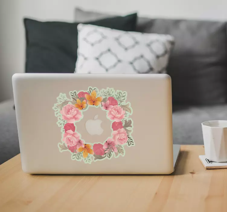 Flori sticker laptop macbook - TenStickers