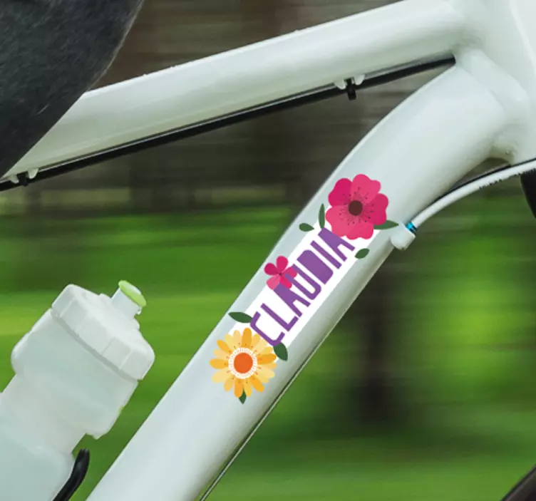 Flori și autocolant pentru biciclete de nume - TenStickers
