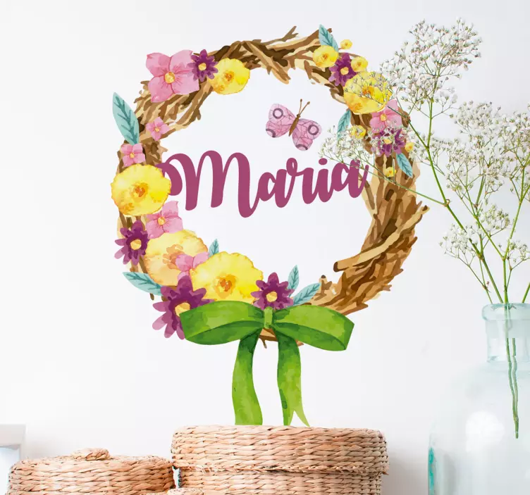 Flori și plante autocolante coroană florală personalizată - TenStickers