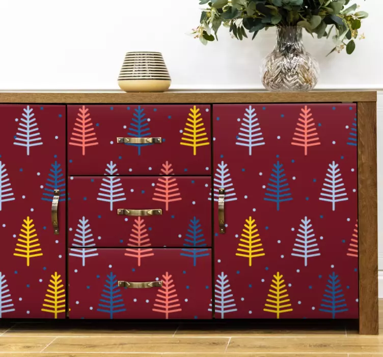 Autocolant de crăciun cu model colorat de brad - TenStickers