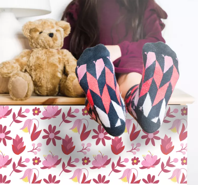 Etichete animale model floral roz - TenStickers