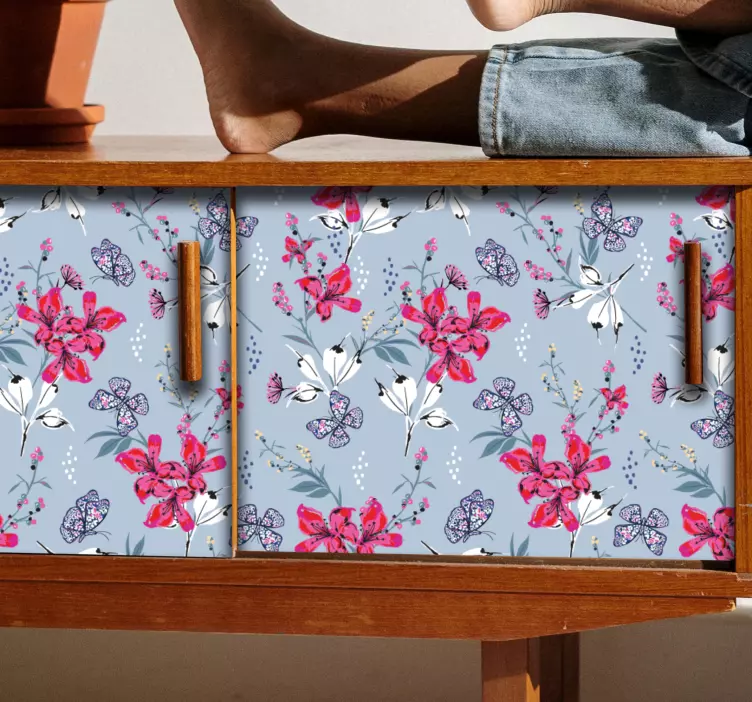 Flori și plante autocolante model floral de fluturi - TenStickers