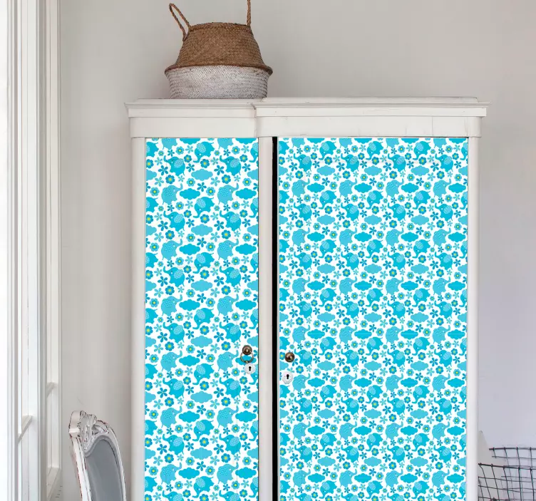 Tapet model de elefant floral - TenStickers