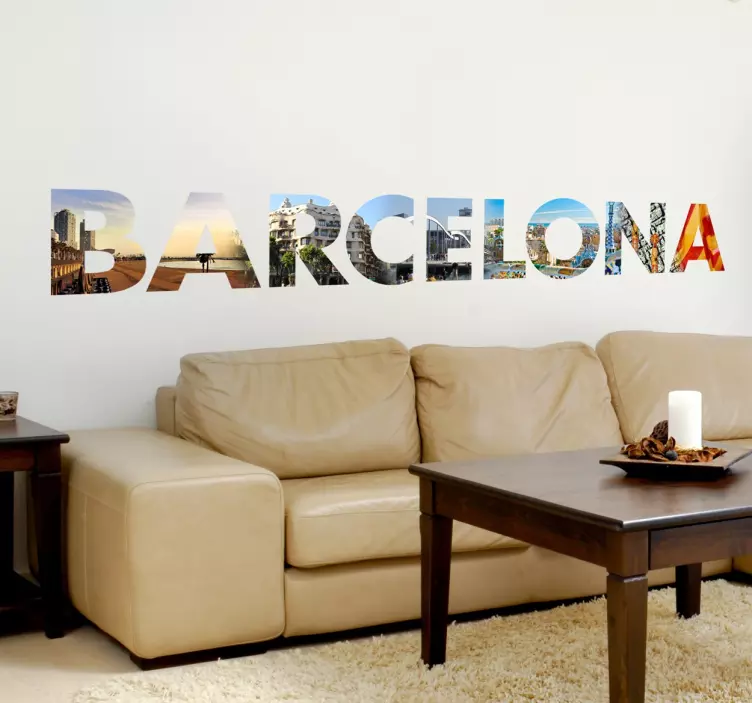 Foto-mural barcelona autocolant text - TenStickers