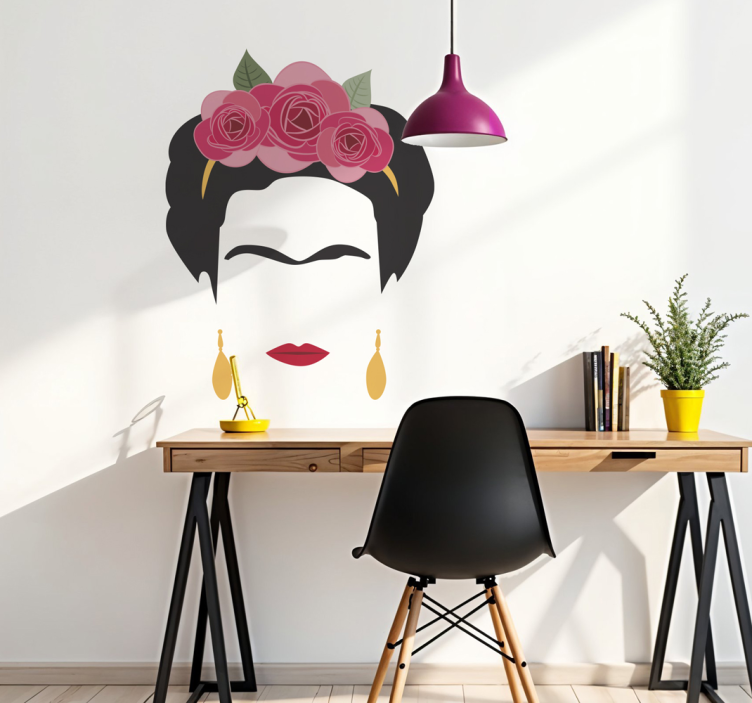 Autocolant de perete portret minimalist frida kahlo - TenStickers