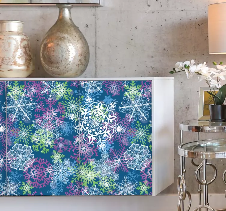 Fulgi de zăpadă pe fundal albastru autocolant de crăciun - TenStickers