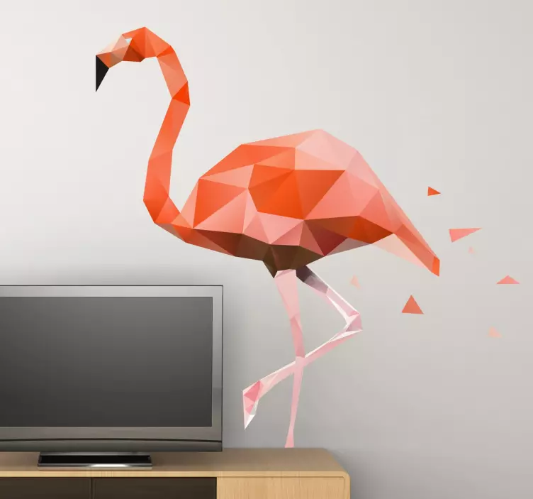 Geometric roz autocolant flamingo de perete - TenStickers