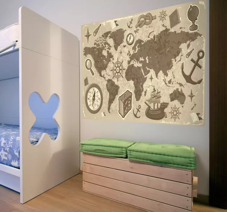 Harta clasica de calatorie autocolant copii - TenStickers