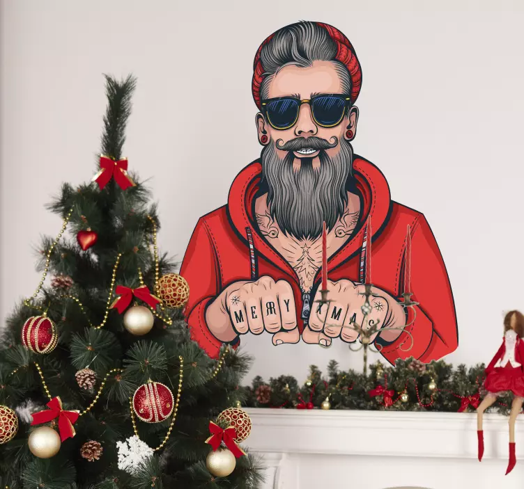 Hipster santa claus camera de zi perete decor - TenStickers