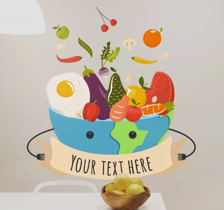 Bol alimentar cu autocolant text personalizat - TenStickers