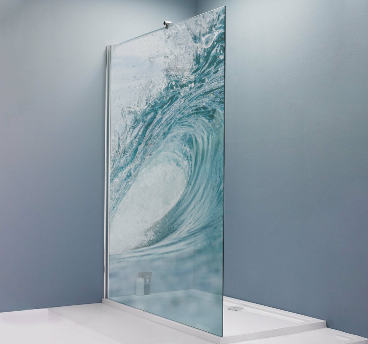 Imagine în interiorul valului pe autocolant de duș de mare - TenStickers