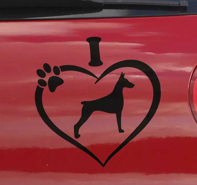 Îmi place autocolantul vehiculului doberman - TenStickers
