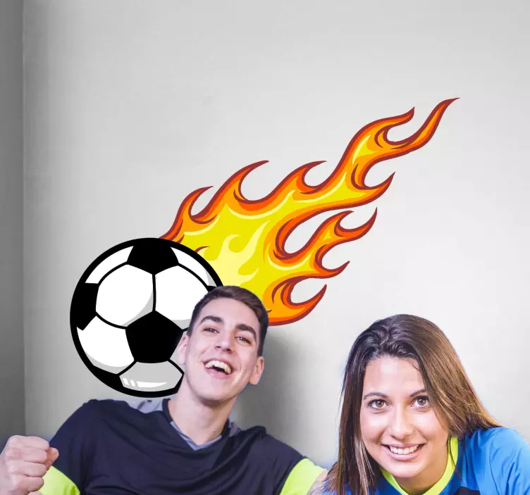 Autocolant de perete de fotbal cu foc de foc - TenStickers