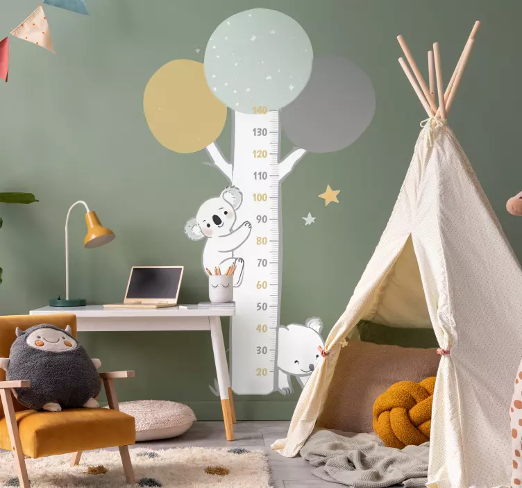 Dimensiune plăci perete copac pastel cu animale - TenStickers