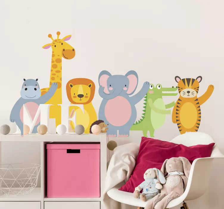 Autocolant de ilustrare a cățelușilor din junglă - TenStickers