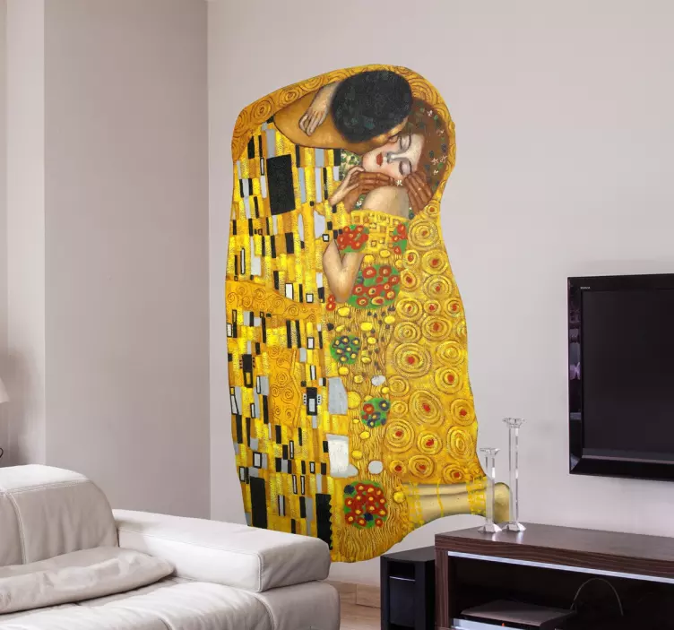 Klimt „the kiss” pictură de perete - TenStickers