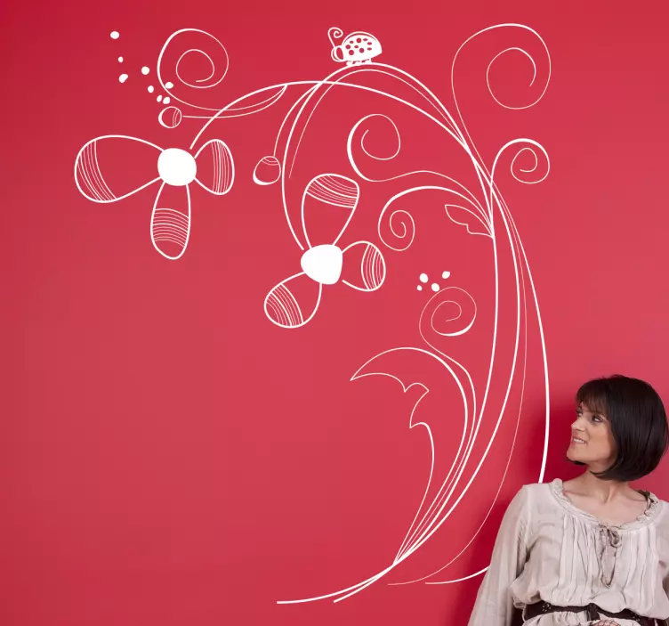 Ladybug pe autocolant de perete daisy - TenStickers