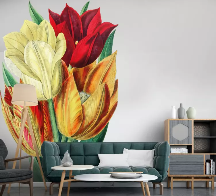 Mai multe lalele împreună autocolant de perete de flori - TenStickers